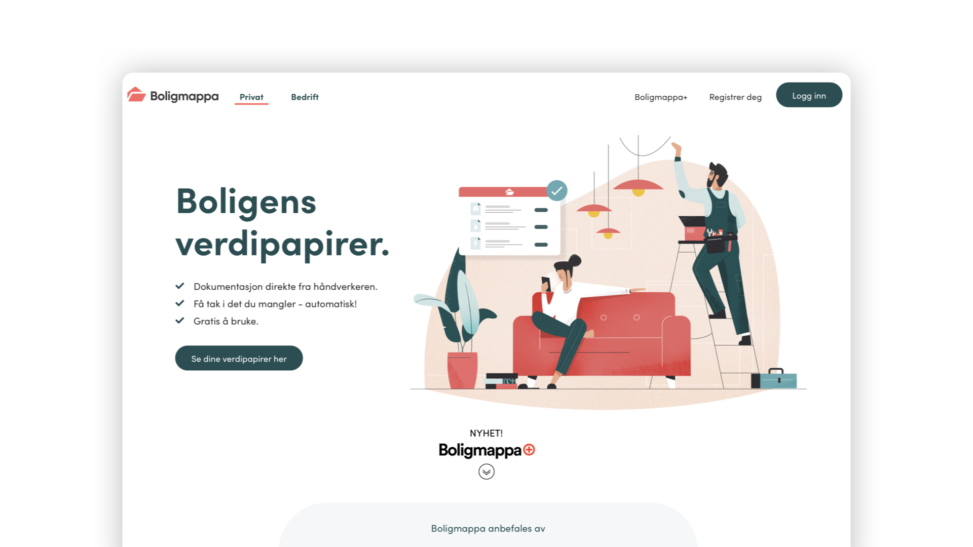 Boligmappa website before the redesign