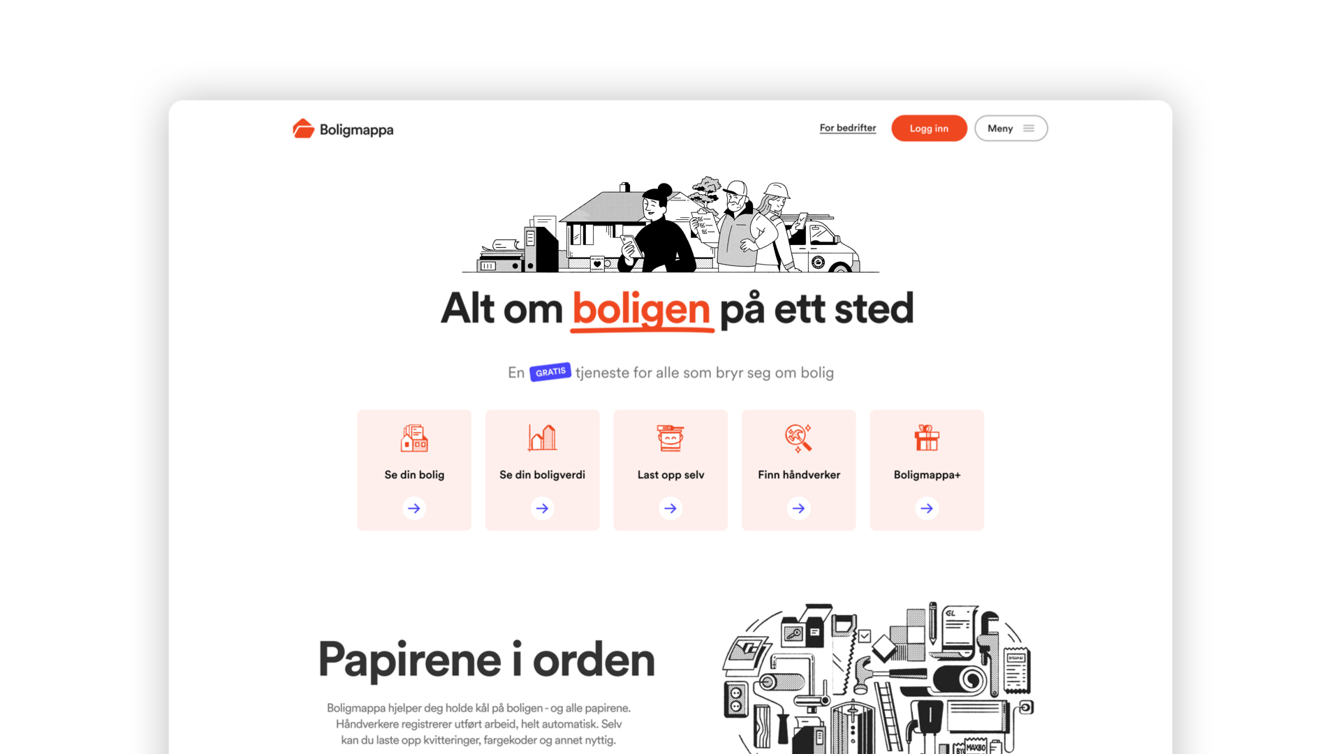 Boligmappa website after the redesign