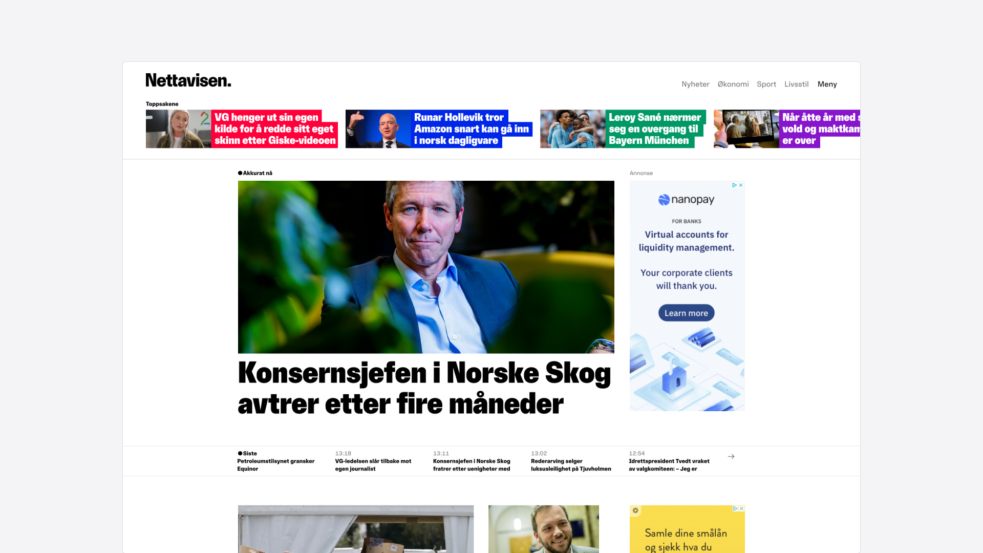 Nettavisen redesigned desktop homepage