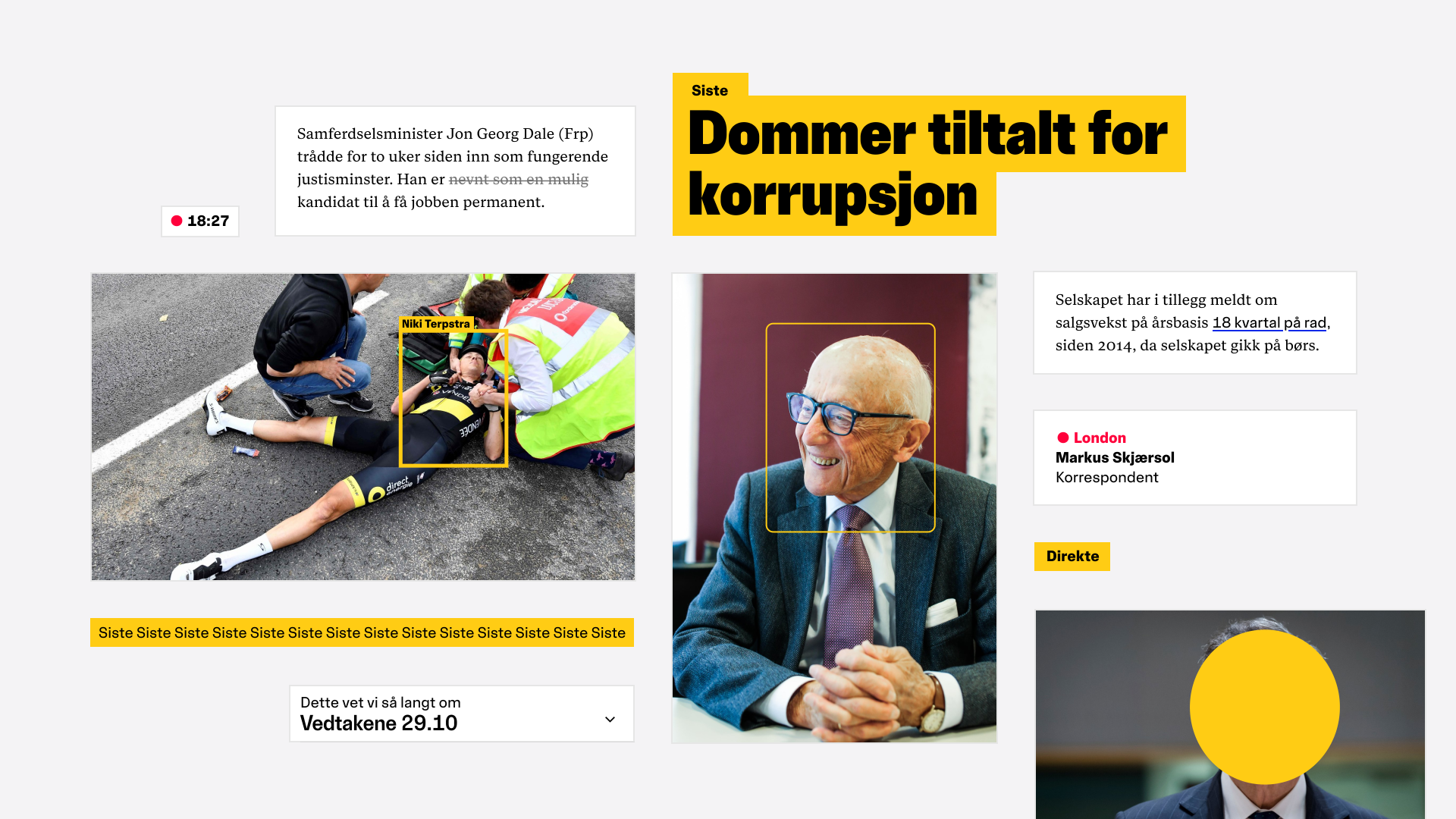 Nettavisen editorial layouts and highlighted stories