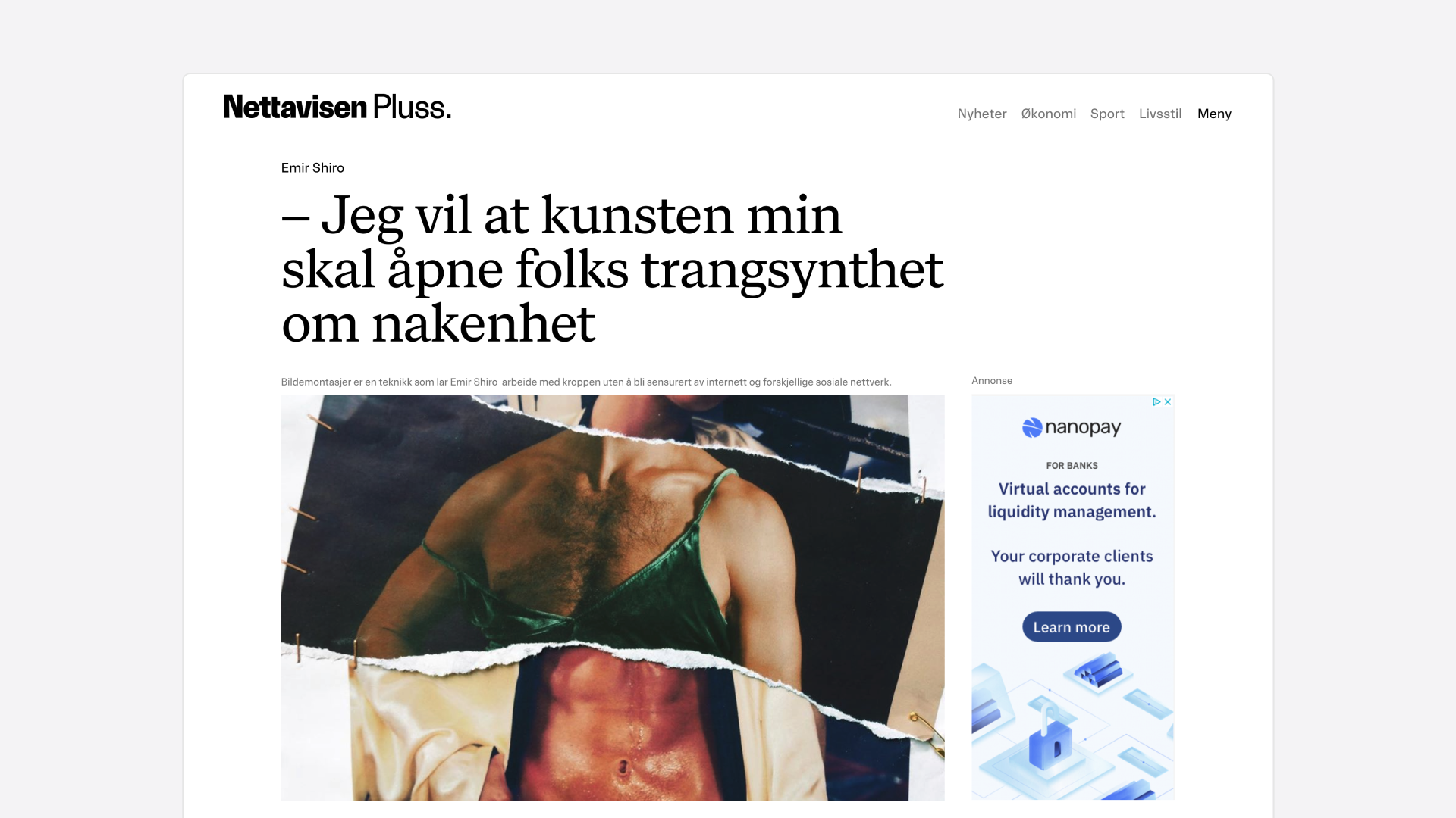 Nettavisen Pluss feature article with serif typography