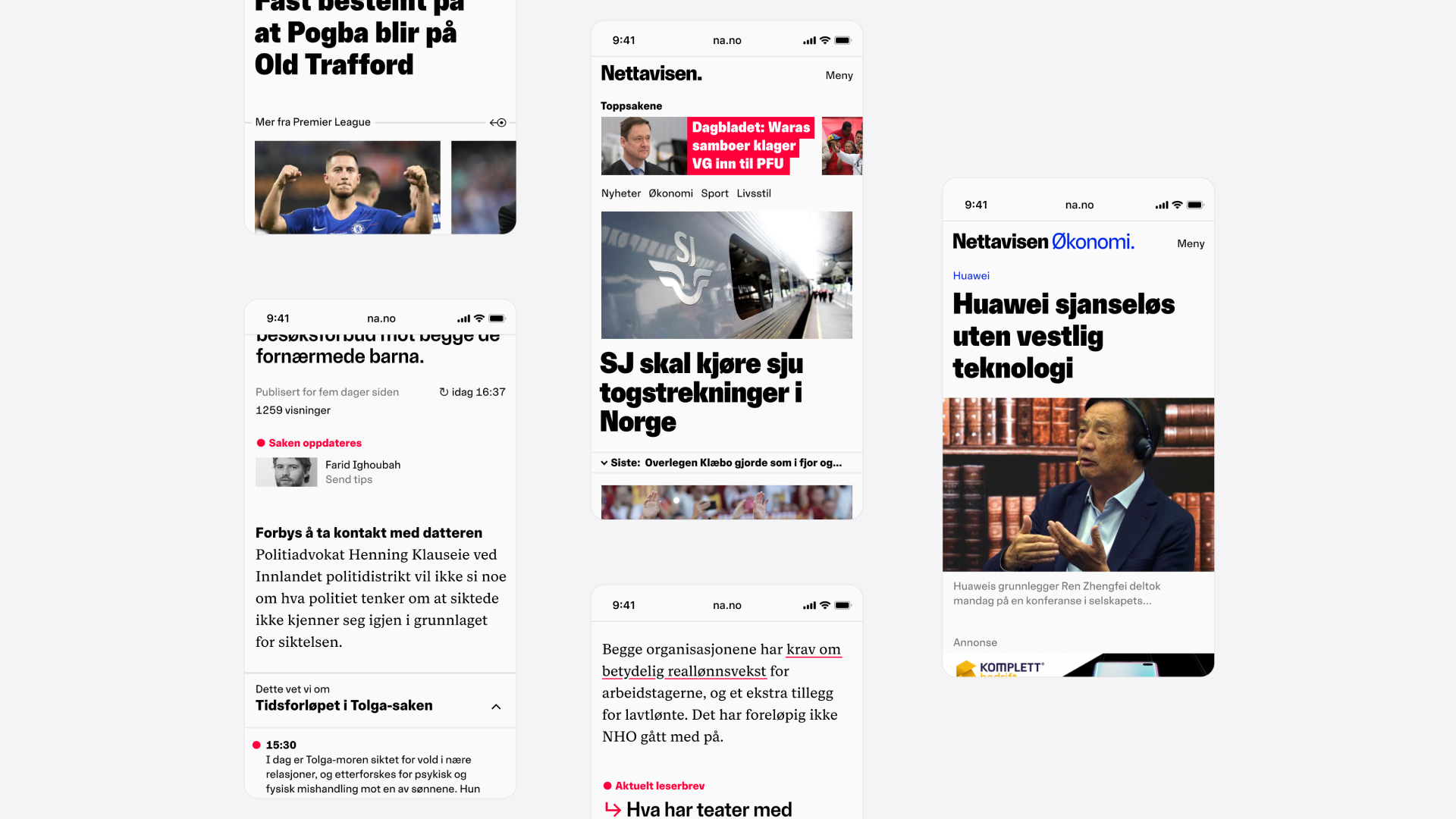 Nettavisen mobile article and economy layouts